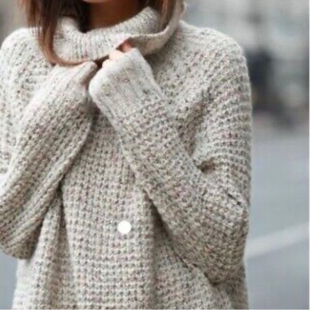 FREE PEOPLE Dylan Tweedy Oversized Sweater SMALL Oatmeal
